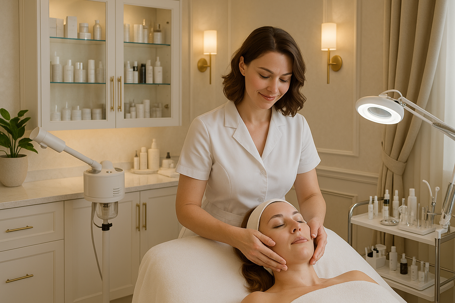 A beauty professional working in her private salon suite